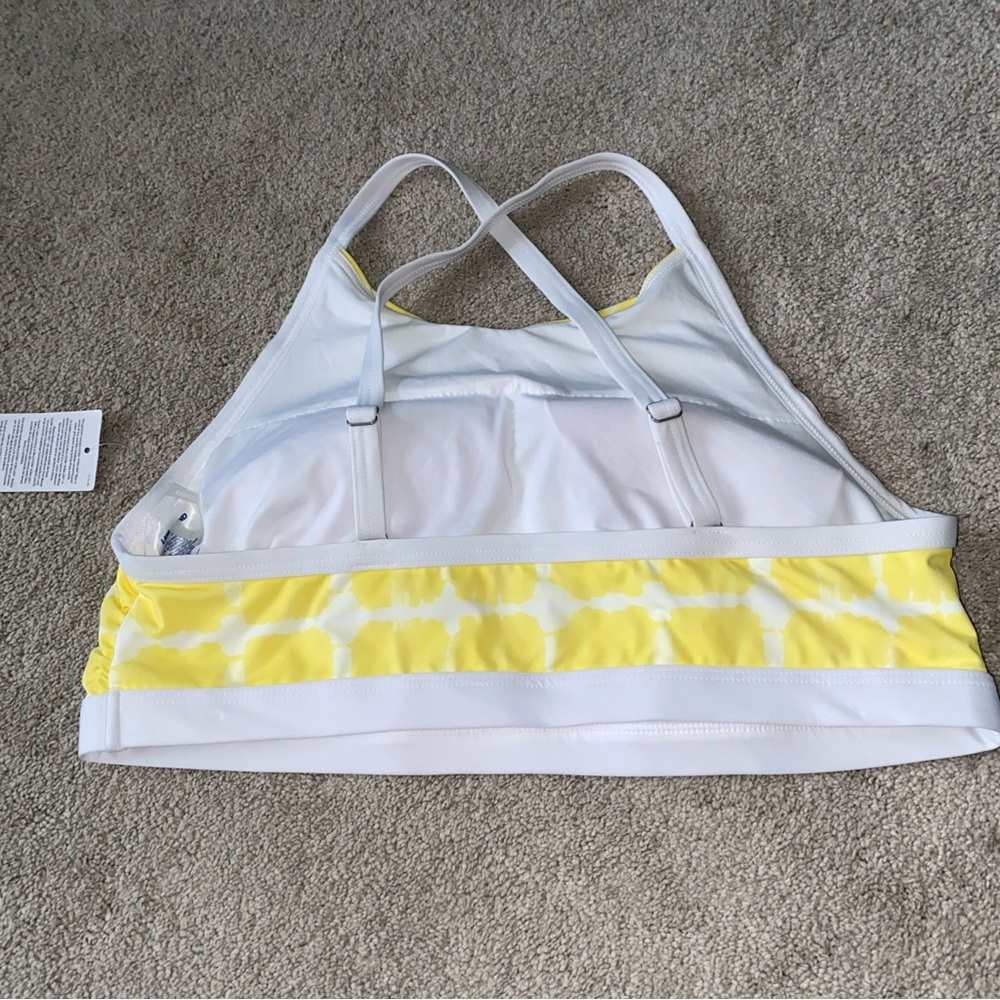 Lands' End‎  Cross-Back Bikini Top Yellow White Size 14 NWT - Picture 8 of 12